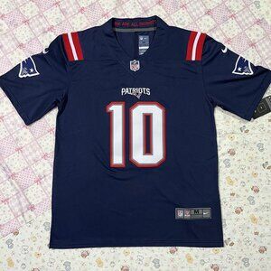 New England Patriots #10 Drake Maye Blue Jersey Size M